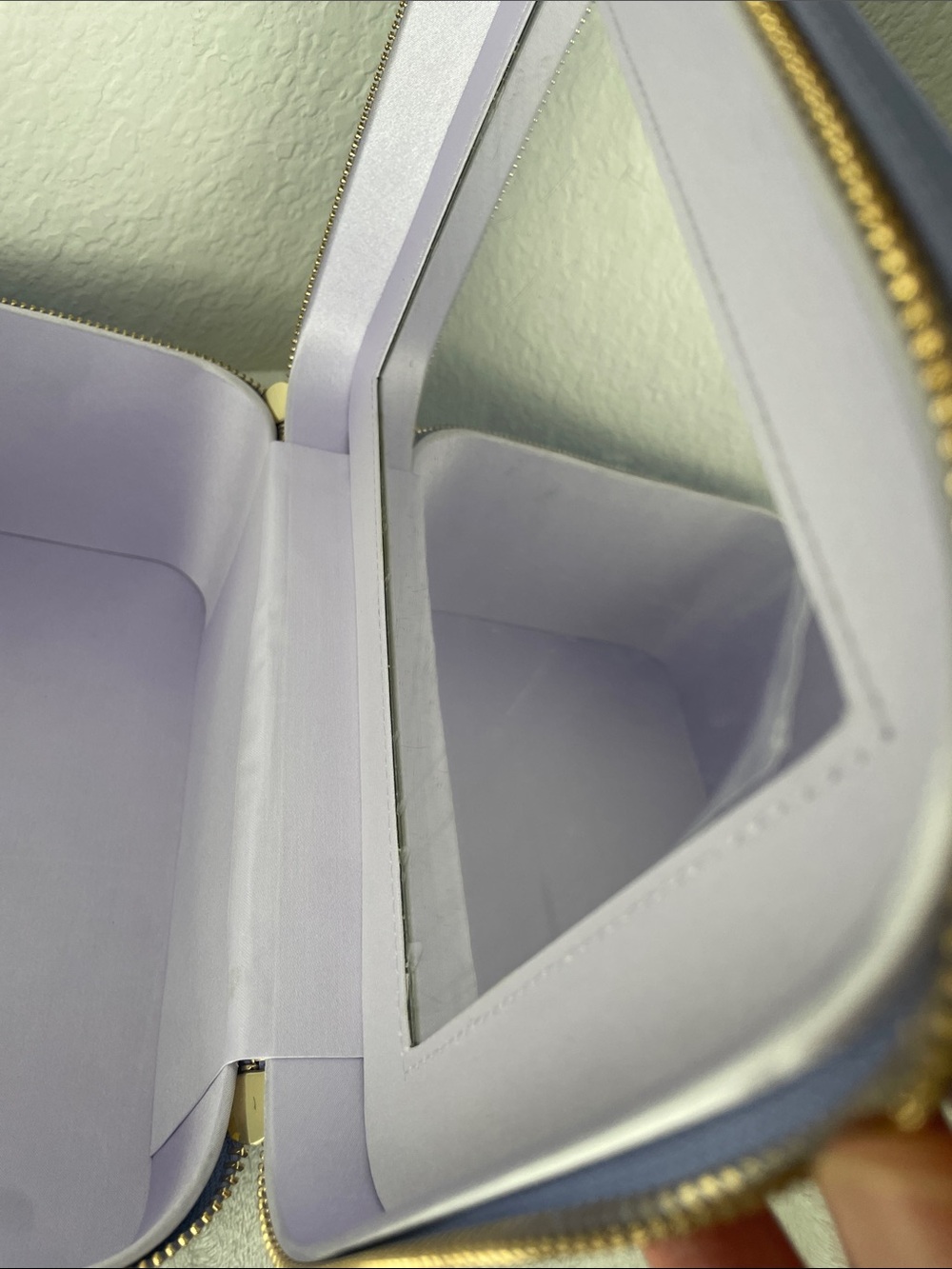 Tatcha Lavender Vanity Case Makeup Organizer Travel Cosmetic Box Mirror Gold Zip - Picture 14 of 14